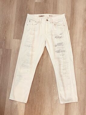 Ag Adriano Goldschmied Distressed White Relaxed Jeans 26R